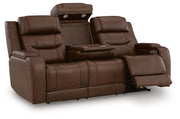 Knightington Brown Power Reclining Sofa with Audio Seating - PCU1160215A