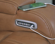 Knightington Caramel Power Reclining Loveseat with Audio Seating - PCU1160018A
