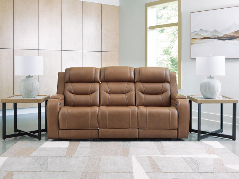Knightington Caramel Power Reclining Sofa with Audio Seating - PCU1160015A