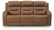 Knightington Caramel Power Reclining Sofa with Audio Seating - PCU1160015A