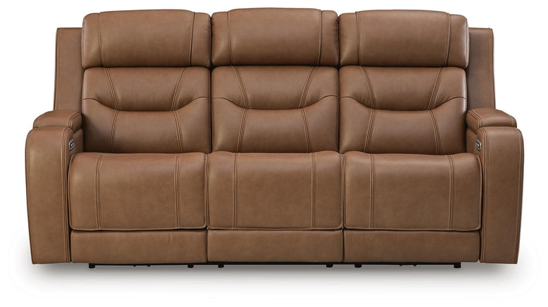 Knightington Caramel Power Reclining Sofa with Audio Seating - PCU1160015A
