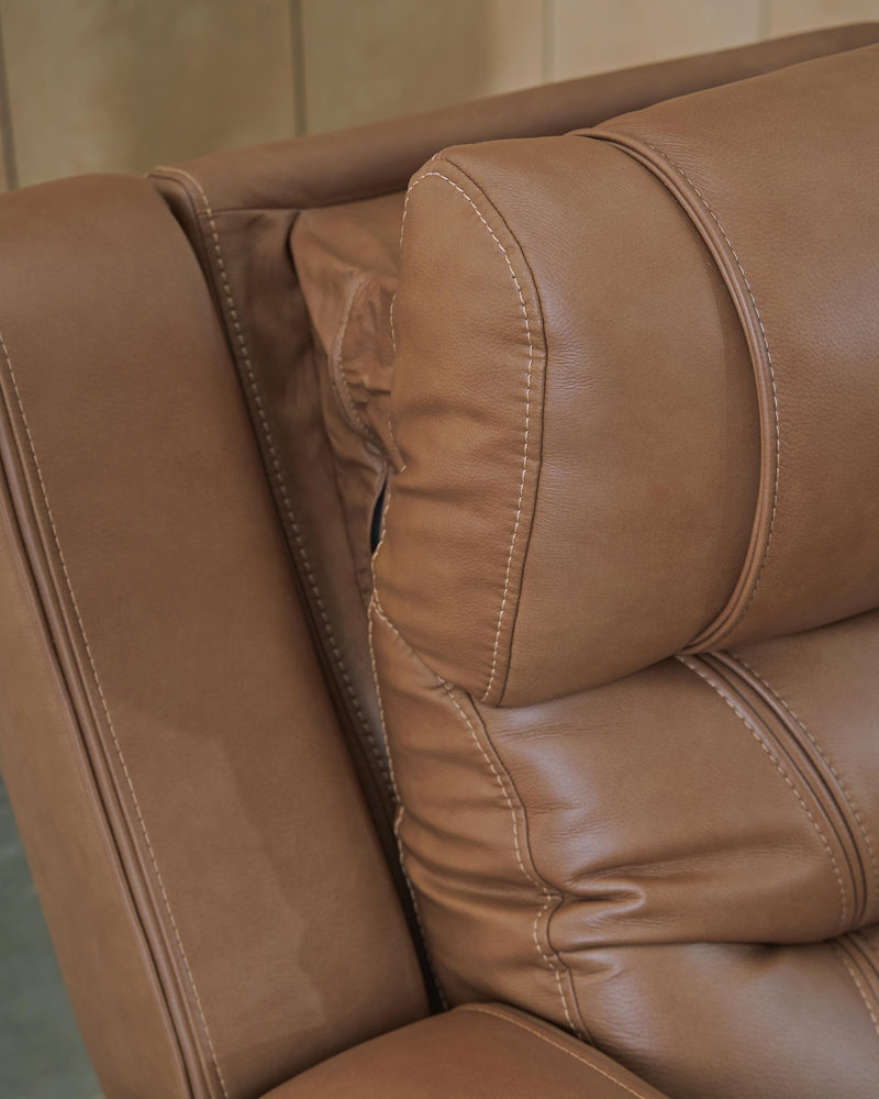 Knightington Caramel Power Reclining Sofa with Audio Seating - PCU1160015A