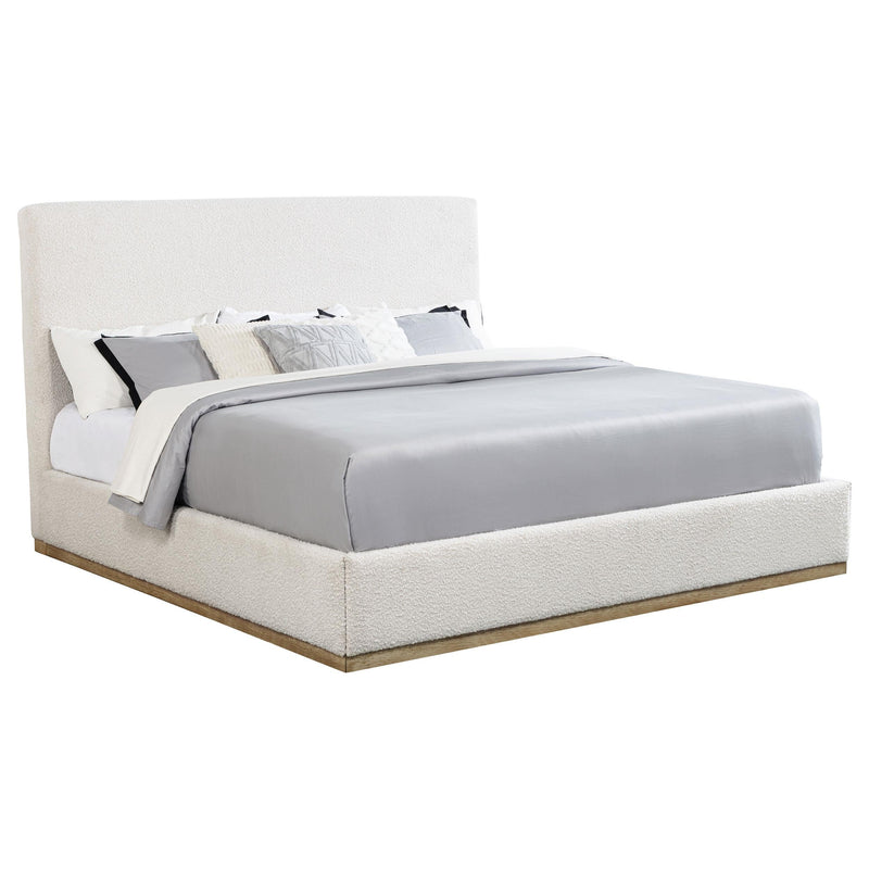 Knox Eastern King Bouclé Upholstered Platform Bed Cream - 302053KE