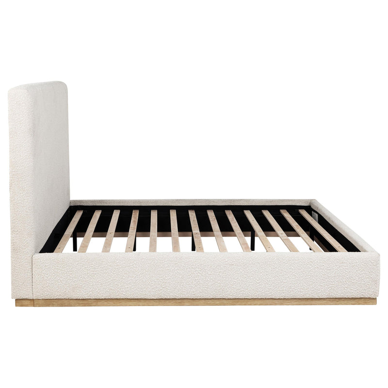 Knox Eastern King Bouclé Upholstered Platform Bed Cream - 302053KE