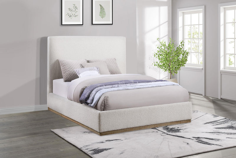Knox Queen Bouclé Upholstered Platform Bed Cream - 302053Q