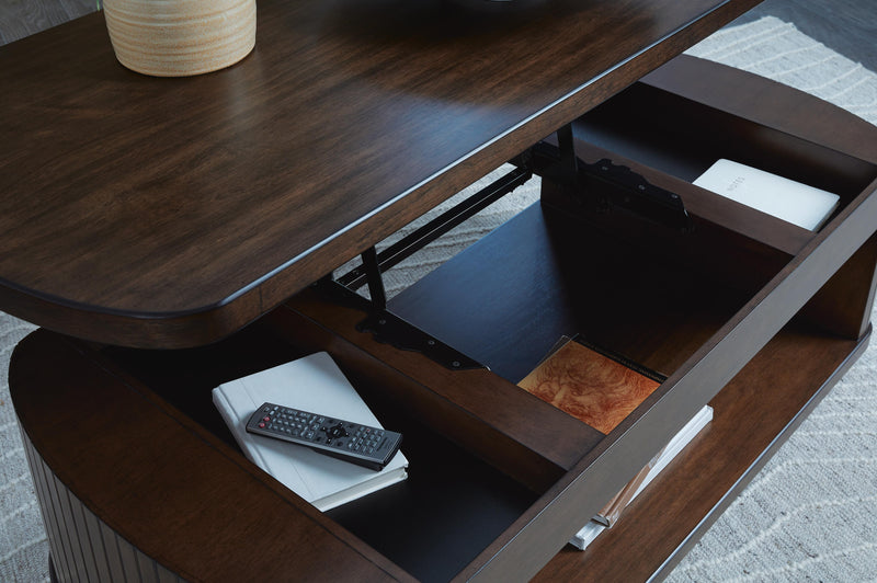 Korestone Coffee Table with 2 End Tables in Dark Brown - PKG020838