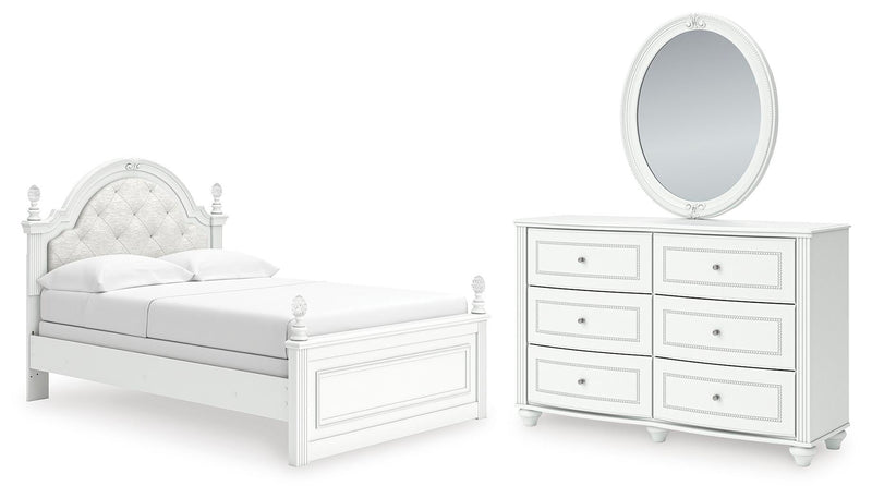 Kozlani Full Upholstered Panel Bed, Dresser and Mirror - PCB1819B15