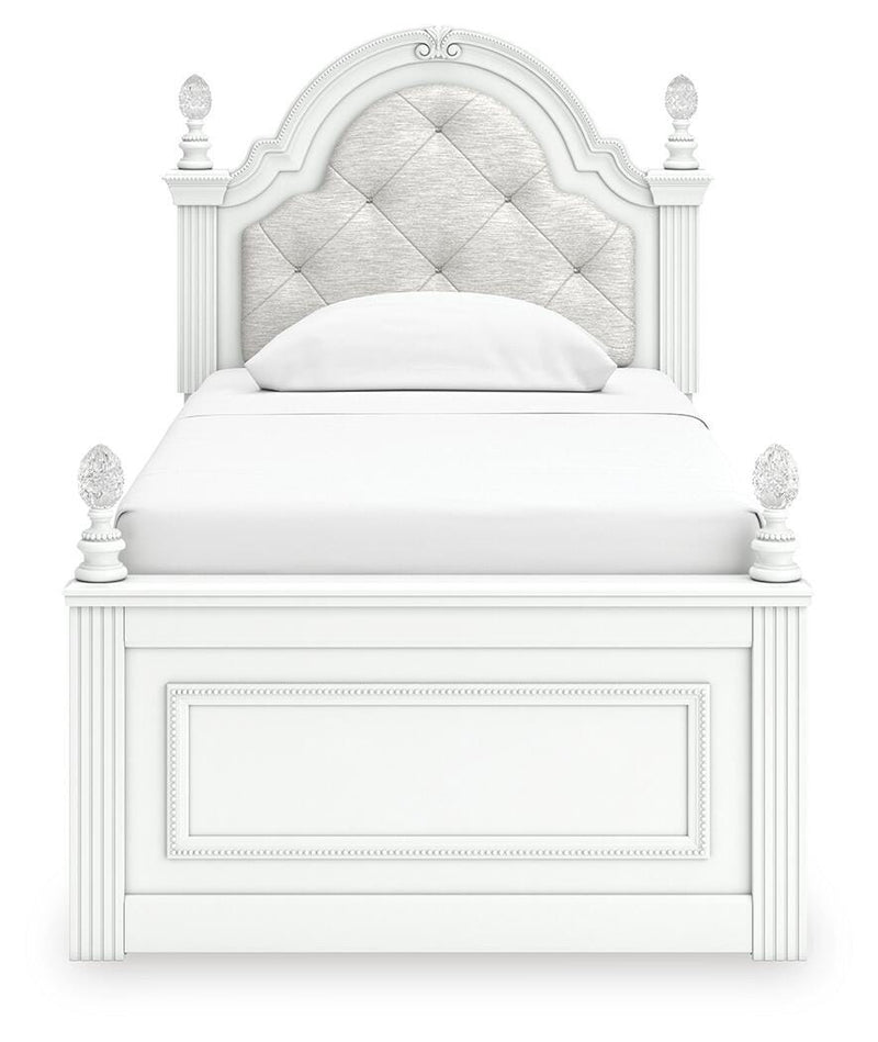 Kozlani Twin Upholstered Panel Bed, Dresser and Mirror - PCB1819B14