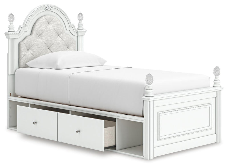Kozlani White Twin Upholstered Panel Storage Bed - PCB1819B9