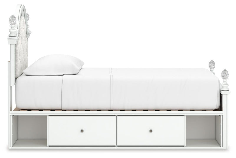 Kozlani White Twin Upholstered Panel Storage Bed - PCB1819B9