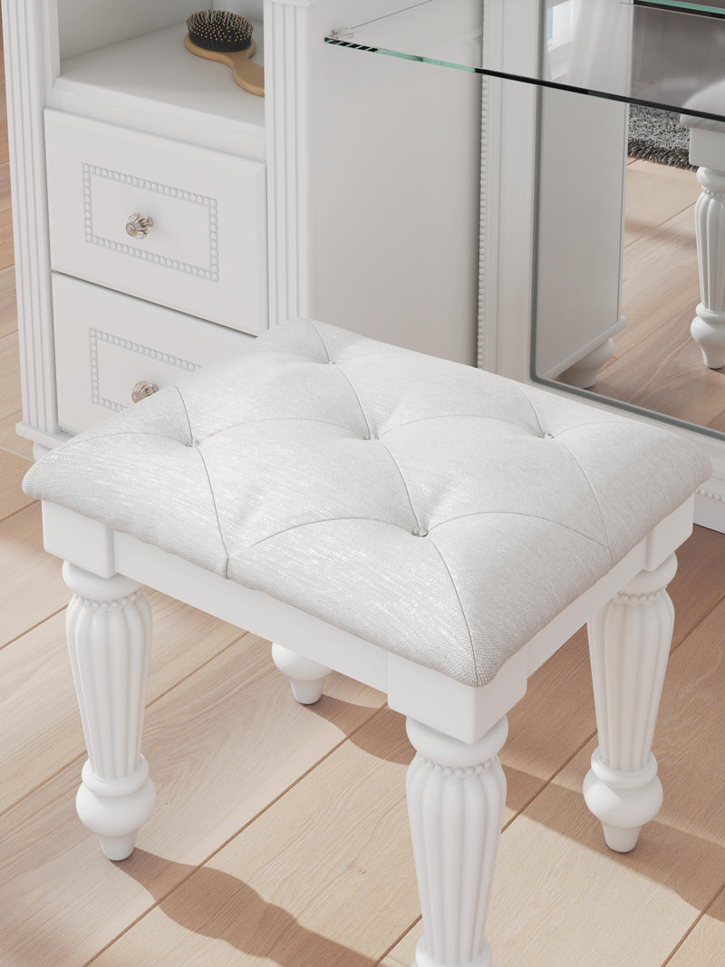 Kozlani White Vanity Stool - PCB1819-01
