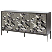 Krause 3-door Bone Inlay Accent Cabinet Grey and Black - 950452