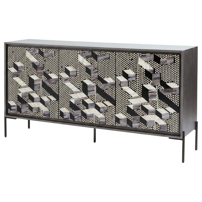Krause 3-door Bone Inlay Accent Cabinet Grey and Black - 950452
