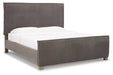Krystanza Weathered Gray Queen Upholstered Panel Bed - Gate FurnitureQueen Bed