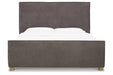 Krystanza Weathered Gray Queen Upholstered Panel Bed - Gate FurnitureQueen Bed