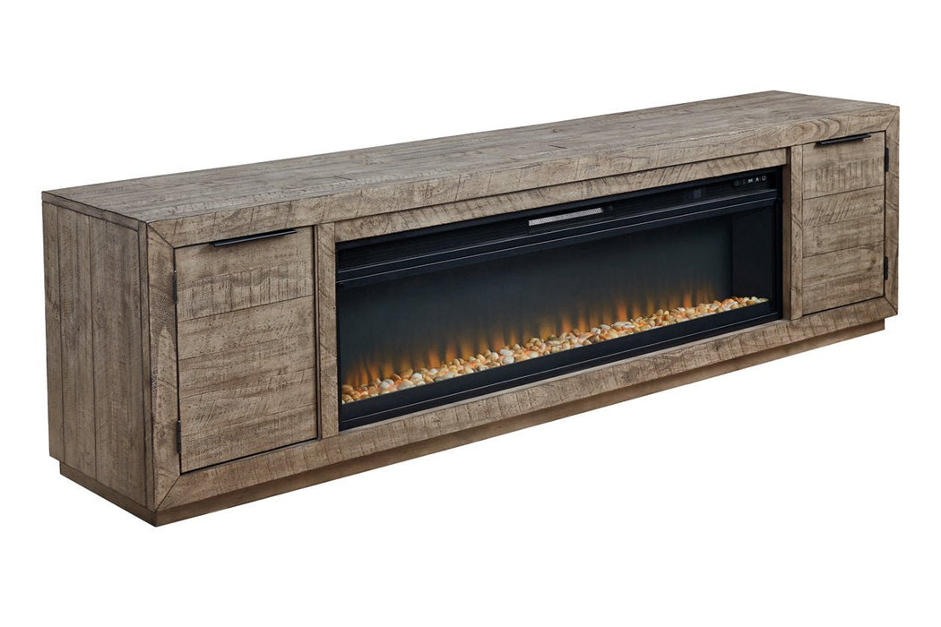 Krystanza Weathered Gray TV Stand with Electric Fireplace - Gate FurnitureTV Stand