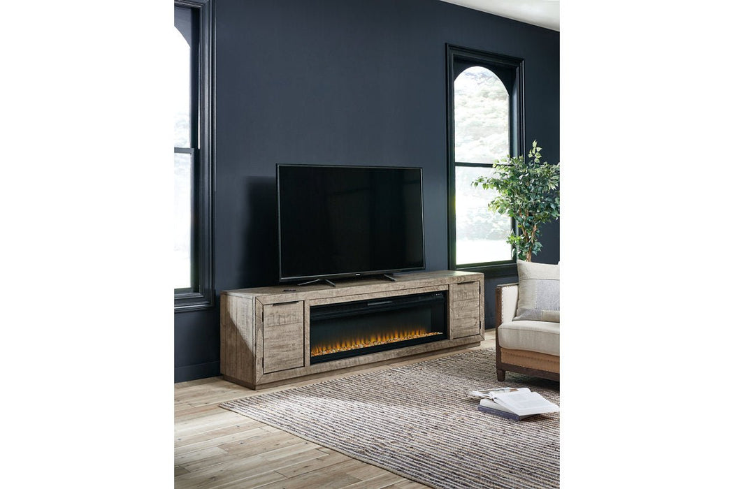 Krystanza Weathered Gray TV Stand with Electric Fireplace - Gate FurnitureTV Stand