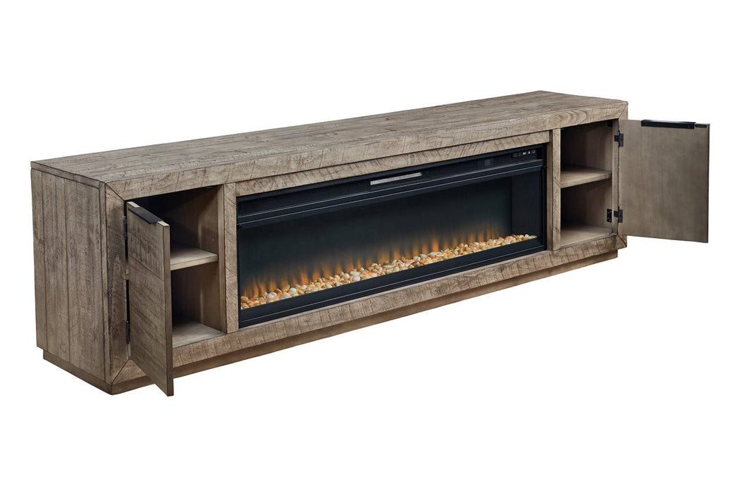 Krystanza Weathered Gray TV Stand with Electric Fireplace - Gate FurnitureTV Stand