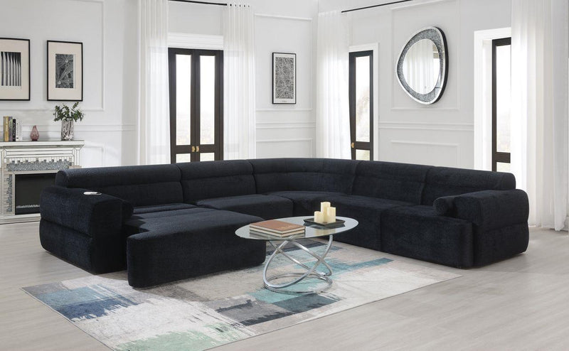 L327 - Alaska Black 5PC Power Chaise Sectional - L327-Green-5PC