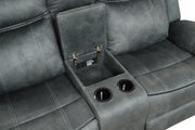 [L360-L] Palm - Loveseat (Gray), Fabric, Gray With : Console, Cup Holder, Power Source, USB Charger, Rocker. Box: 1 of 1 Each - L360-L