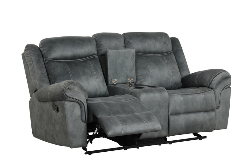 [L360-L] Palm - Loveseat (Gray), Fabric, Gray With : Console, Cup Holder, Power Source, USB Charger, Rocker. Box: 1 of 1 Each - L360-L