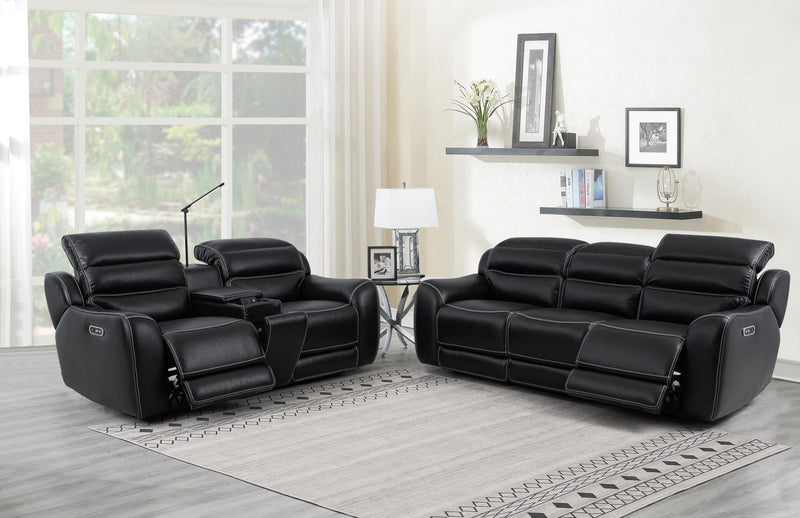 [L367-S] London - Sofa (Black), Air Leather, Black With : Power Headrest, USB, Type C Charger, Zero Gravity Box: 1 of 1 Each - L367-S