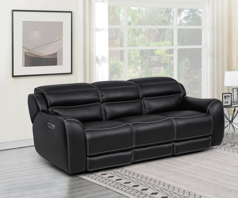 [L367-S] London - Sofa (Black), Air Leather, Black With : Power Headrest, USB, Type C Charger, Zero Gravity Box: 1 of 1 Each - L367-S