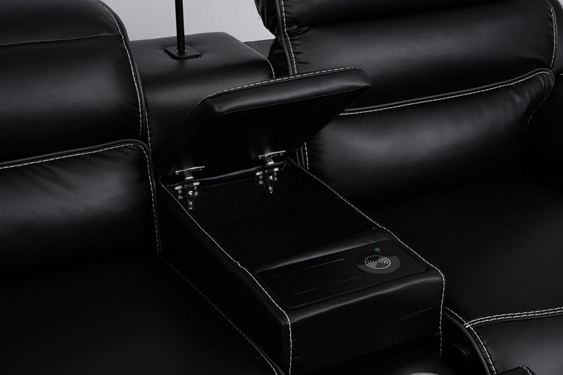[L367-SL] London - SL (Black), Air Leather, Black With : Power Headrest, Power Source , Wireless Charger, Pull-Out Cup Holders, Reading Light, USB, Type C Charger, Zero Gravity Each - L367-SL