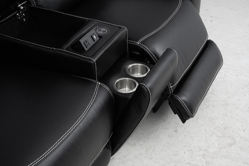 [L367-SL] London - SL (Black), Air Leather, Black With : Power Headrest, Power Source , Wireless Charger, Pull-Out Cup Holders, Reading Light, USB, Type C Charger, Zero Gravity Each - L367-SL