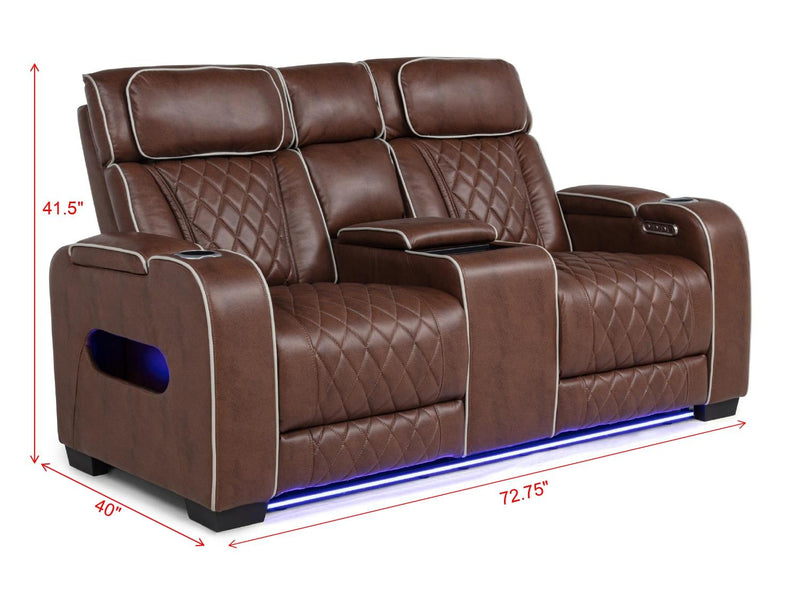 L402 - Polax Brown Power Sofa W/ PWR Headrest - L402-3