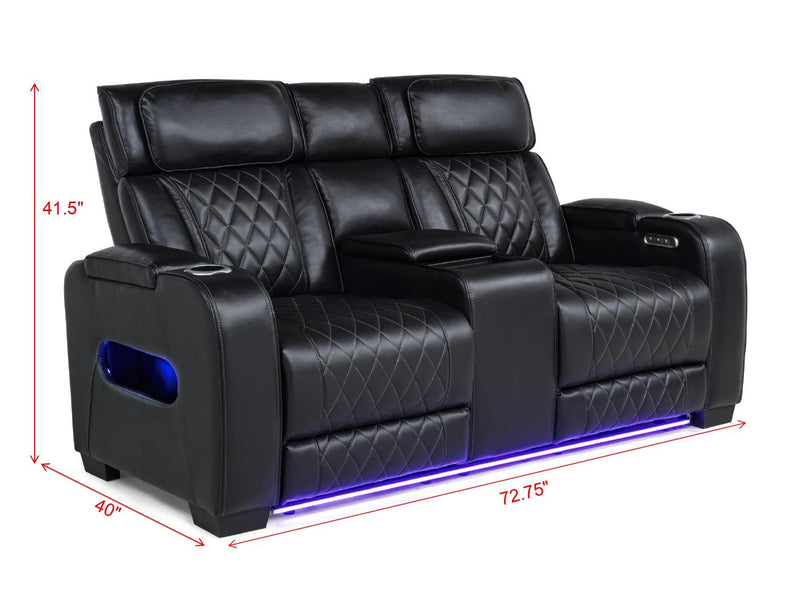 L403 - Polax Black Power Sofa W/ PWR Headrest - L403-3