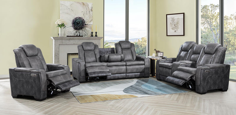 L407 - Janet Grey 3PC (Power Sofa & Loveseat & Recliner) - L407-Grey-3PC