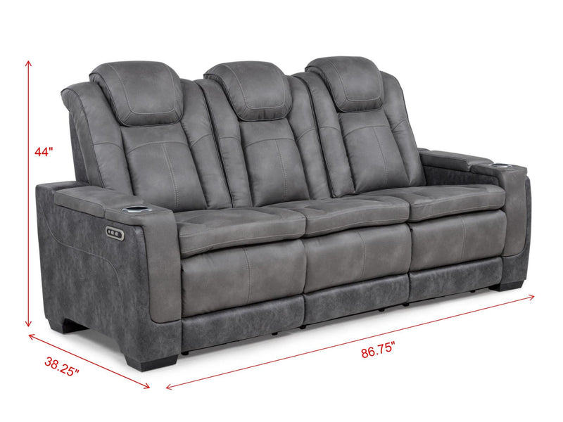 L407 - Janet Grey Power Loveseat W/ PWR Headrest - L407-2
