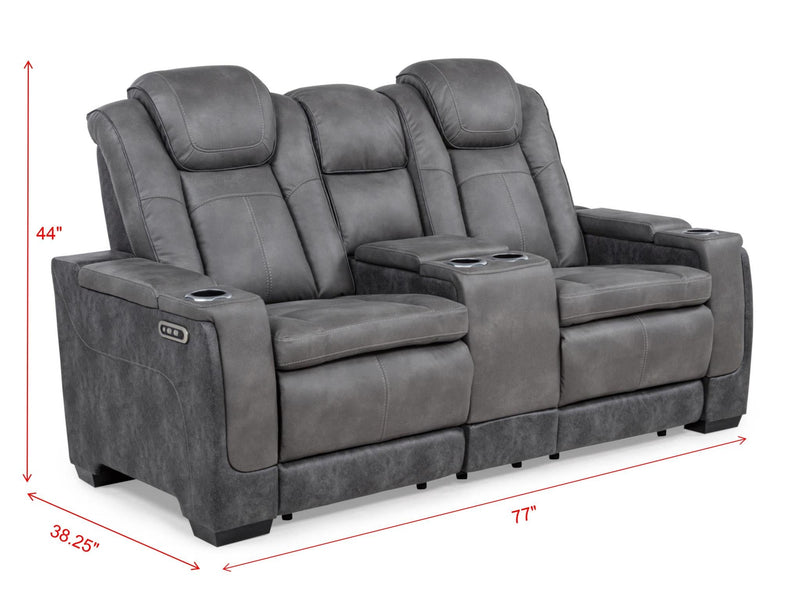 L407 - Janet Grey Power Loveseat W/ PWR Headrest - L407-2