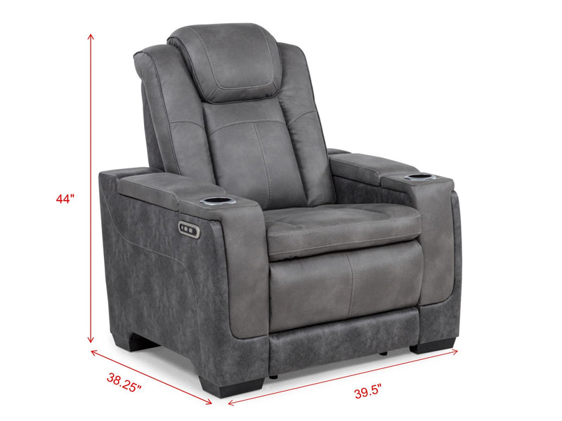 L407 - Janet Grey Power Sofa W/ PWR Headrest - L407-3