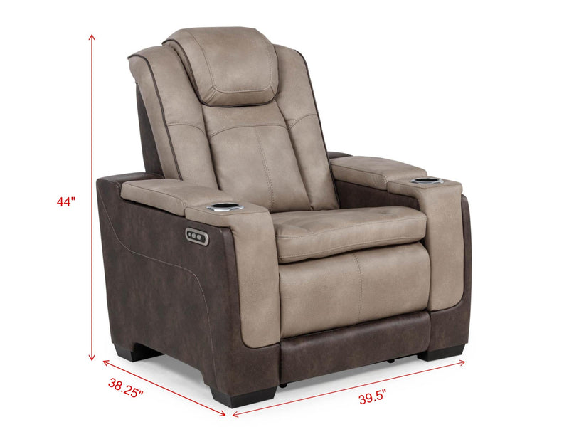 L408 - Janet Brown 3PC (Power Sofa & Loveseat & Recliner) - L408-Brown-3PC
