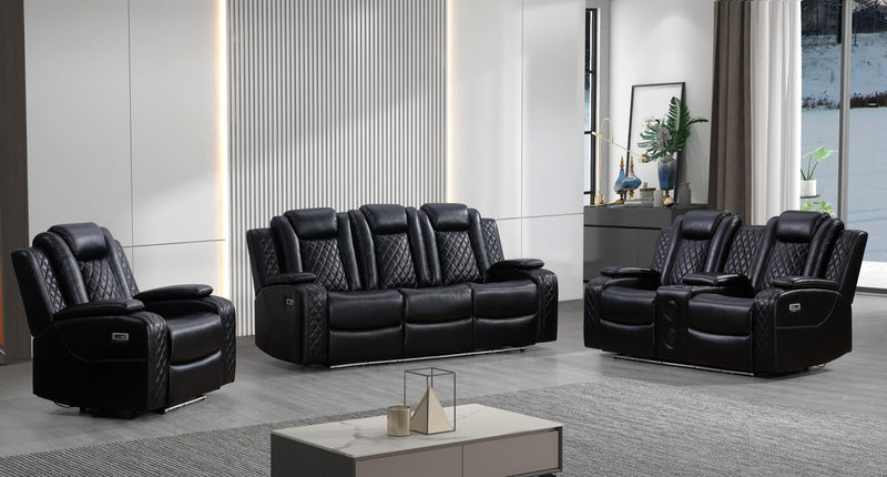 L445 - Knox Black 3PC (Power Sofa & Loveseat & Recliner) - L445-Black-3PC