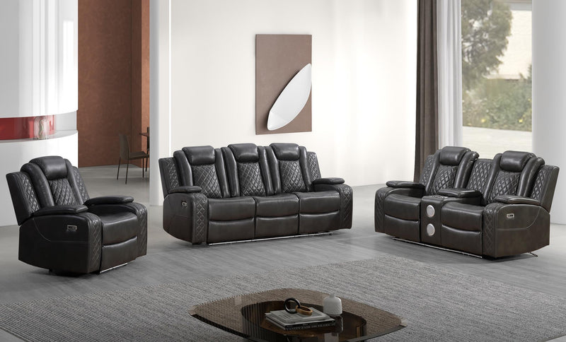 L446 - Knox Grey 3PC (Power Sofa & Loveseat & Recliner) - L446-Grey-3PC