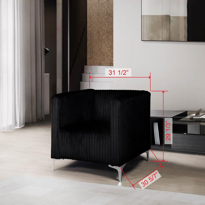 [L454-C] Austin - Chair (Black), Velvet, Black With : N/A Box: 1 of 1 Each - L454-C