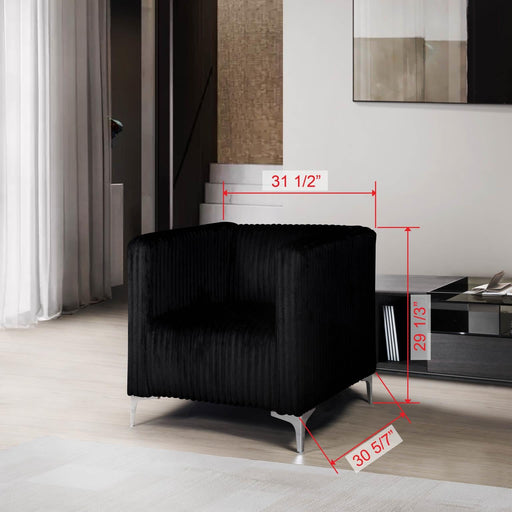 [L454-C] Austin - Chair (Black), Velvet, Black With : N/A Box: 1 of 1 Each - L454-C