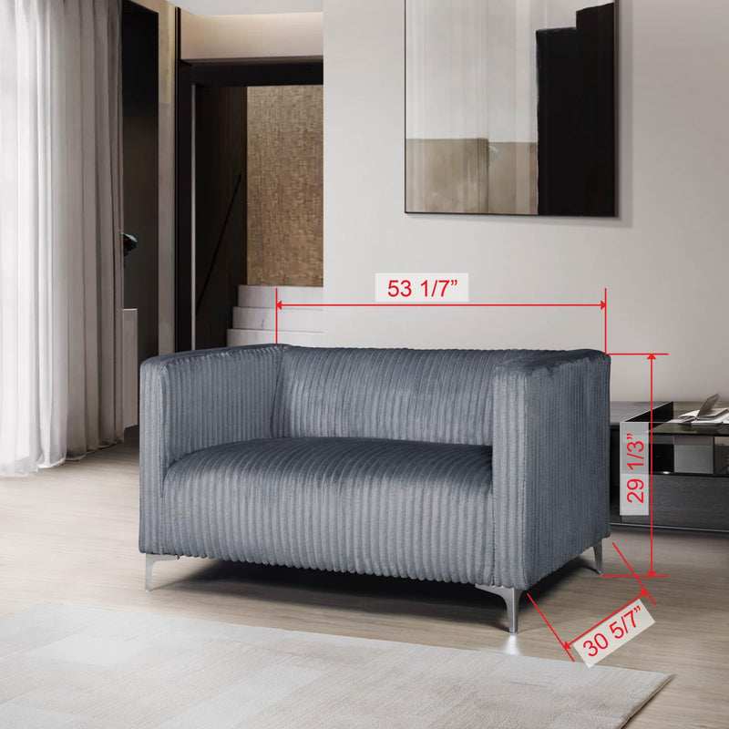 [L455-L] Austin - Loveseat (Gray), Velvet, Gray With : N/A Box: 1 of 1 Each - L455-L
