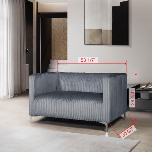 [L455-L] Austin - Loveseat (Gray), Velvet, Gray With : N/A Box: 1 of 1 Each - L455-L