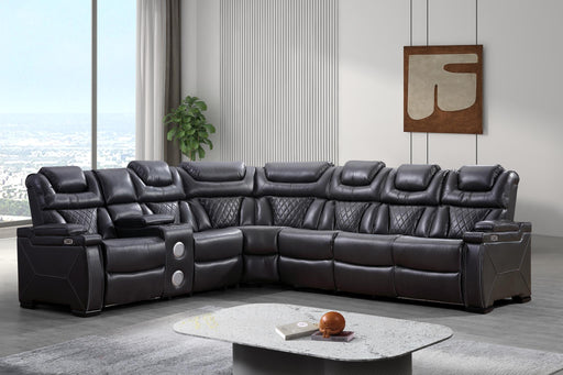 L473 - Braden Grey 3PC Power Grey Sectional - L473-Grey-3PC Sectional