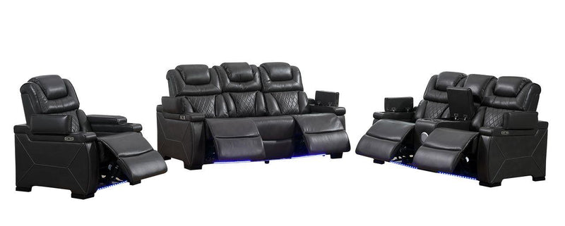 L491 - Braden Grey Power Loveseat W/ PWR Headrest (Grey) - L491-2