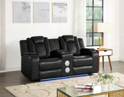 [L670-L] BELLA - Loveseat (Black), Gel Leather, Black With : Power Recliner, Power Headrest, Bluetooth Speaker, Storage Armrest, Built-In LED Light Box: 1 of 1 Each - L670-L