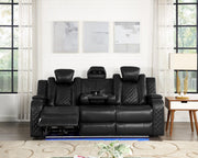 [L670-S] BELLA - Sofa (Black), Gel Leather, Black With : Power Recliner, Power Headrest, Drop-Down Table with Cup Holder, Wireless Charger, Power Source, Built-In LED Light, Storage Armrest, Reading Light Box: 1 of 1 Each - L670-S