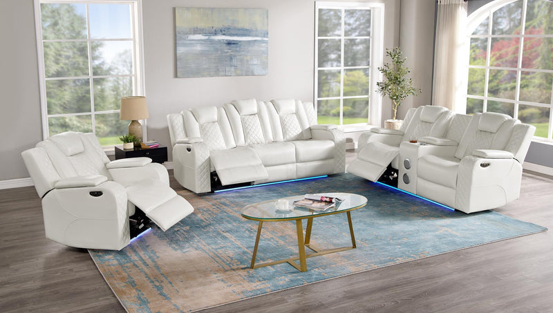 [L672-SL] BELLA - SL (White), Gel Leather, White With : Power Recliner, Power Headrest, Drop-Down Table with Cup Holder, Console with Bluetooth Speaker, Wireless Charger, Built-In LED Light, USB Charger, Storage Armrest, Reading Light Each - L672-SL