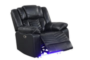 [L680-R] Newnan - Recliner (Black, Power), Air Leather, Black With : Power Recliner, Tube LED, USB Charger, Zero Gravity Box: 1 of 1 Each - L680-R