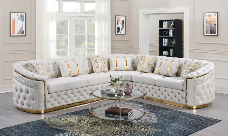 L855 - Queen ( Cream) 3 PC Cream Sectional - L855-CRM-Sectional