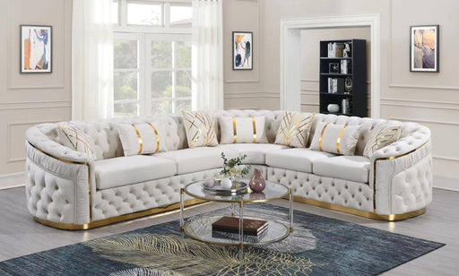 L855 - Queen ( Cream) 3 PC Cream Sectional - L855-CRM-Sectional